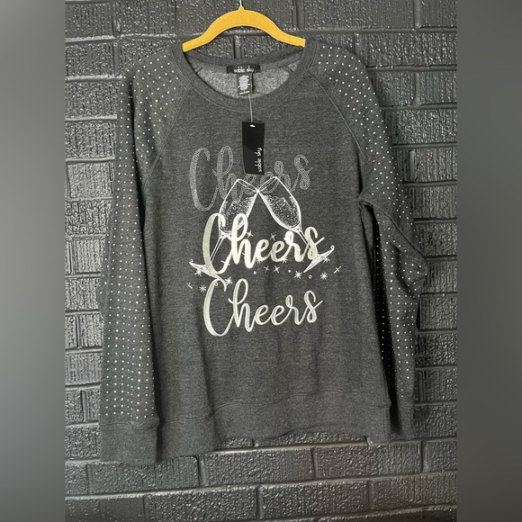Charcoal Sweater with Glitter Accents - Picture 1 of 5